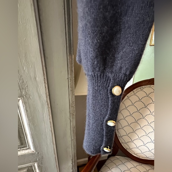 Spartina Hayden Cashmere V-neck Pullover Deep Slate - Picture 3 of 6